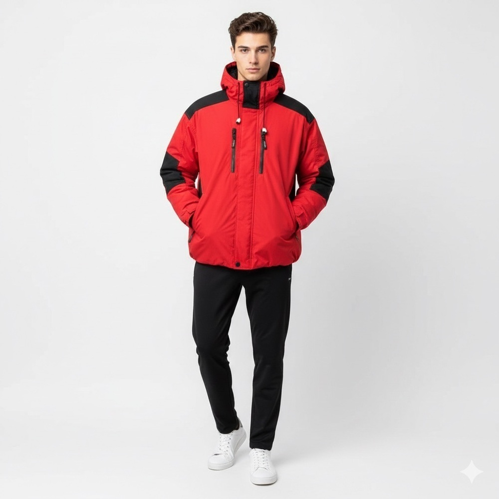 Mulberry Street Down Puffer Jacket Y2K Color Block Red Black Large
